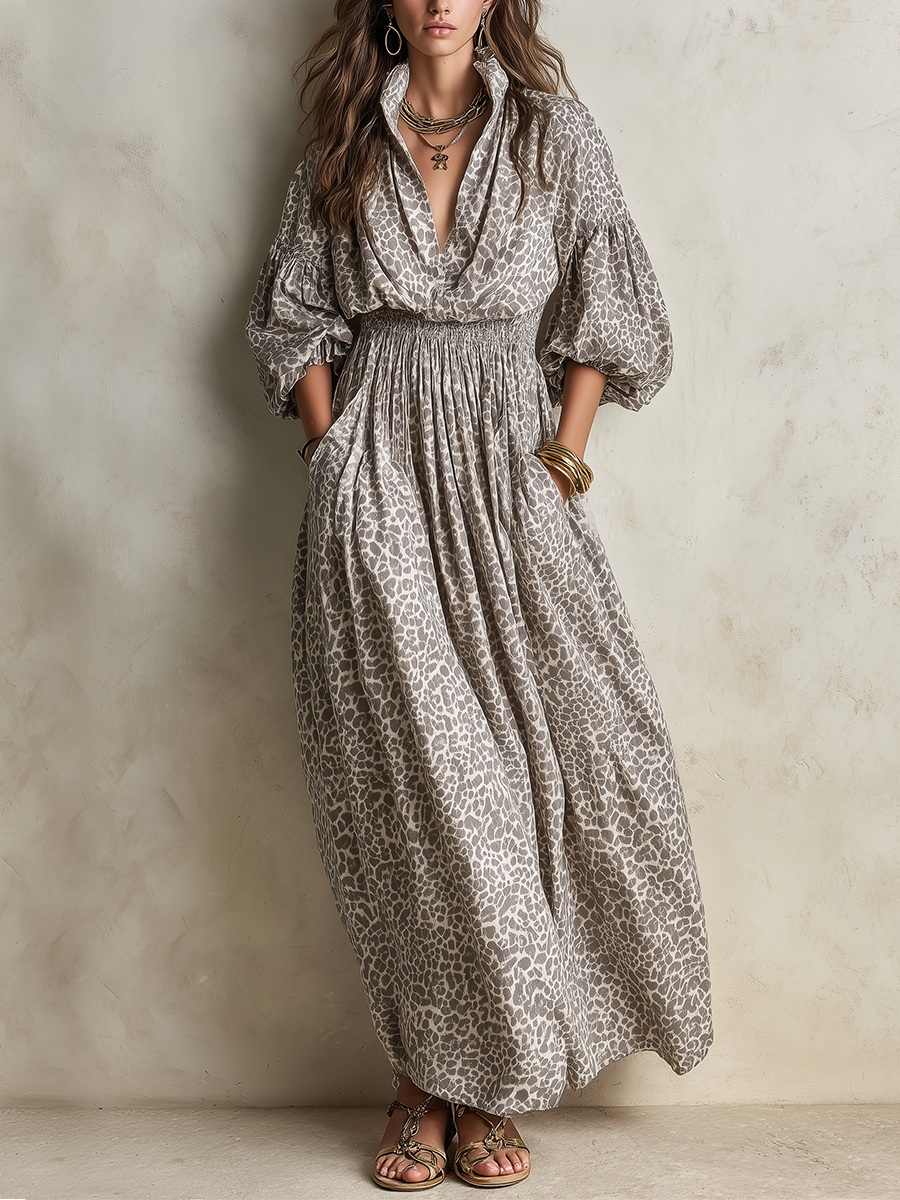 Bohemian Grey Leopard Print Dress – Brodepro