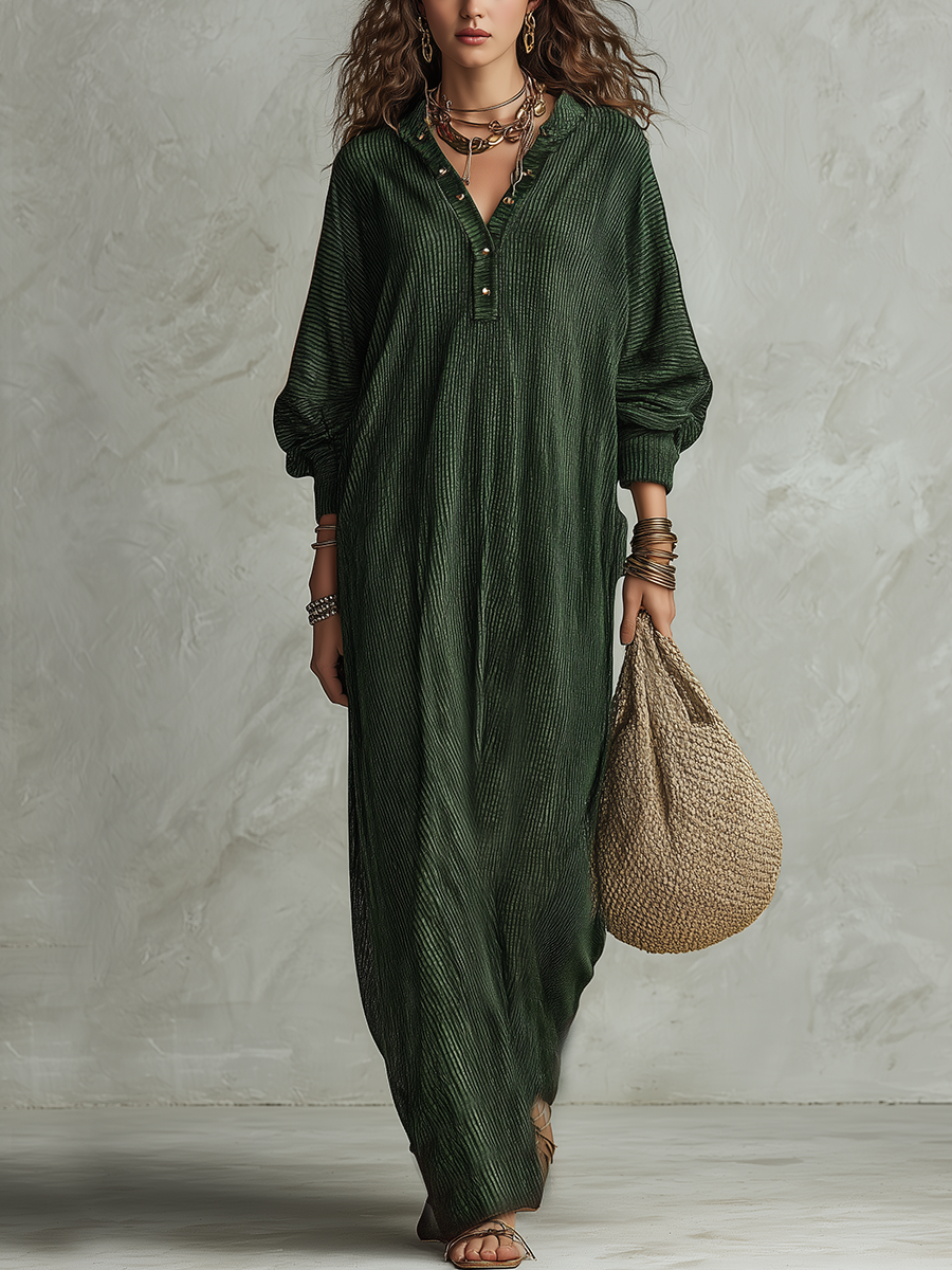 Bohemian Emerald Textured Long Dress