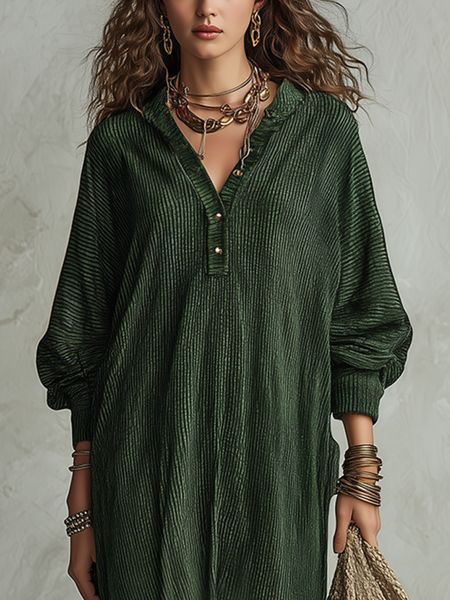 Bohemian Emerald Textured Long Dress