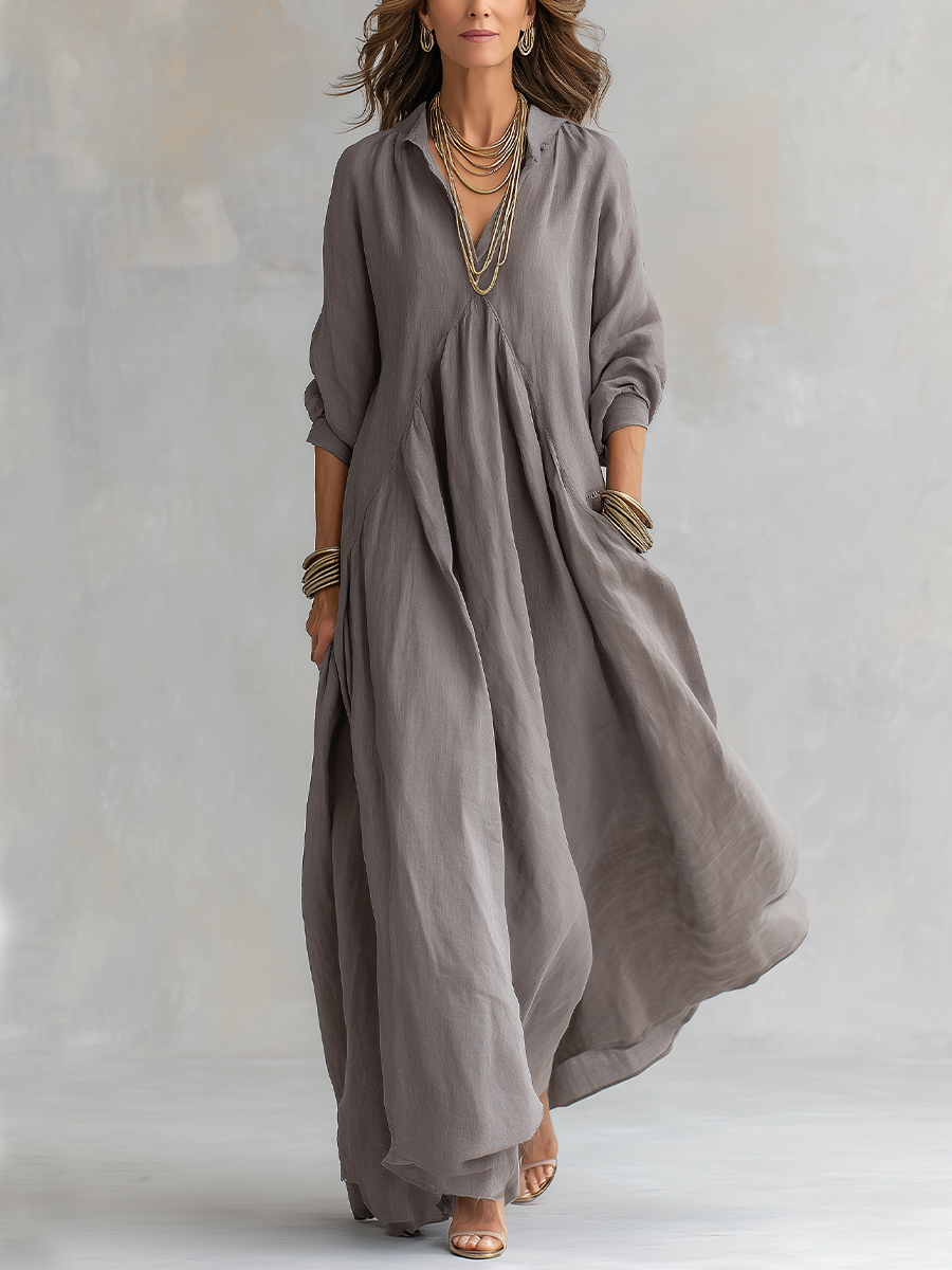 Bohemian Gray Linen Dress