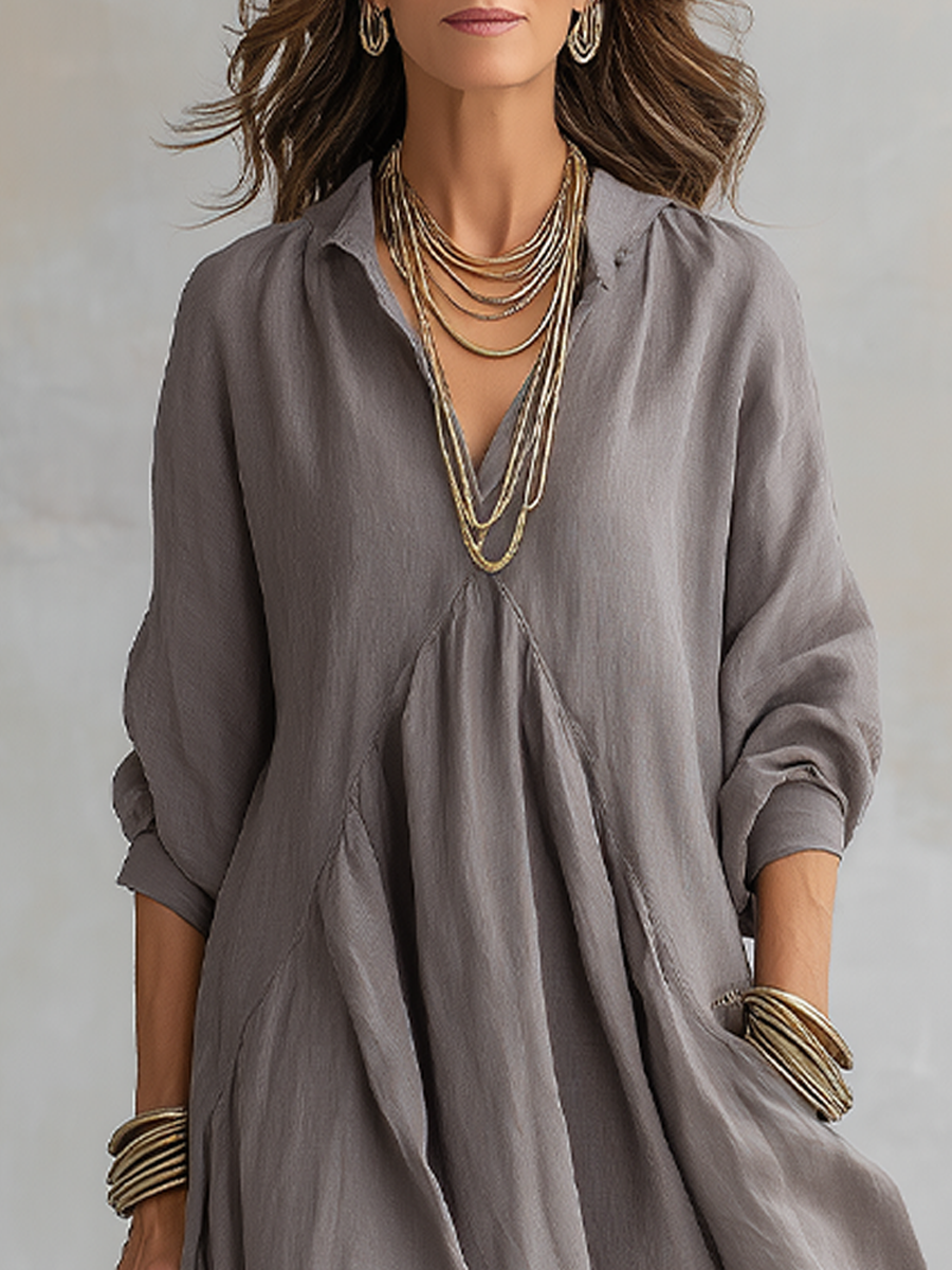 Bohemian Gray Linen Dress