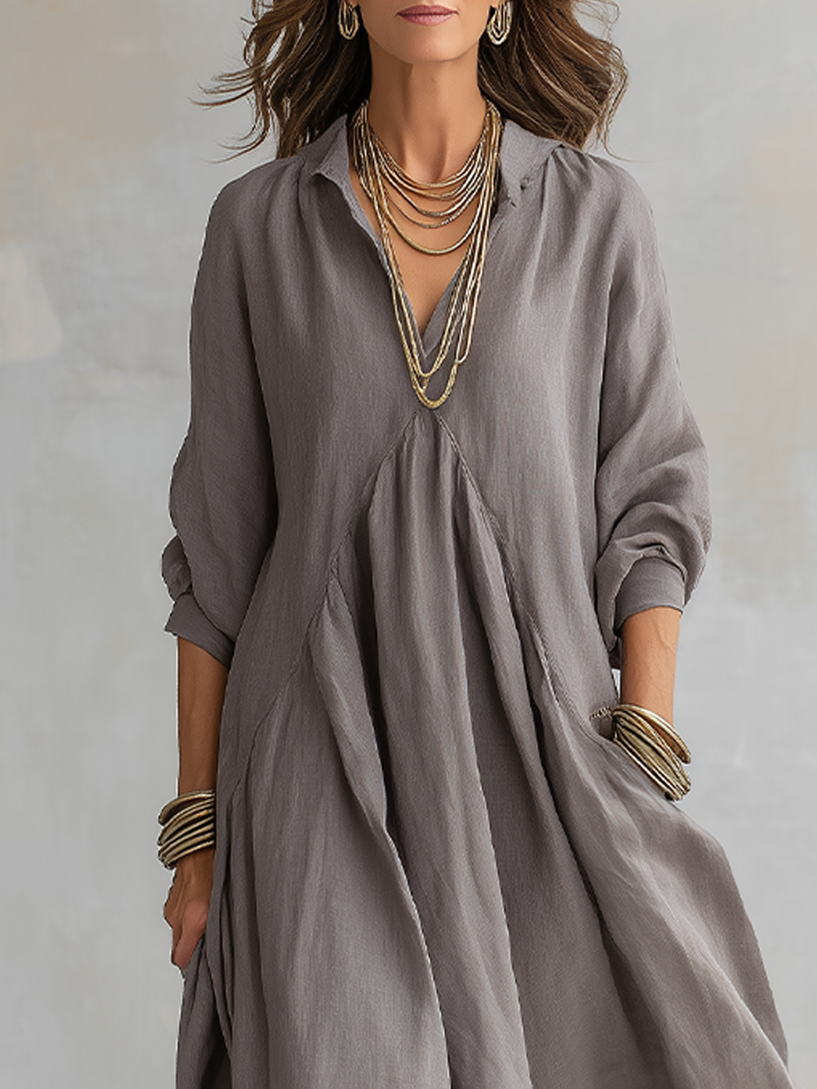 Bohemian Gray Linen Dress