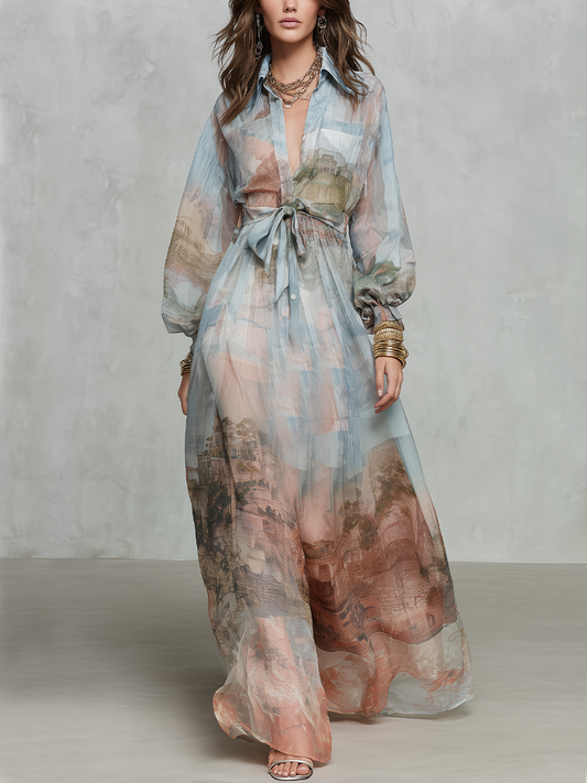 Baroque Blue Floral Maxi Dress