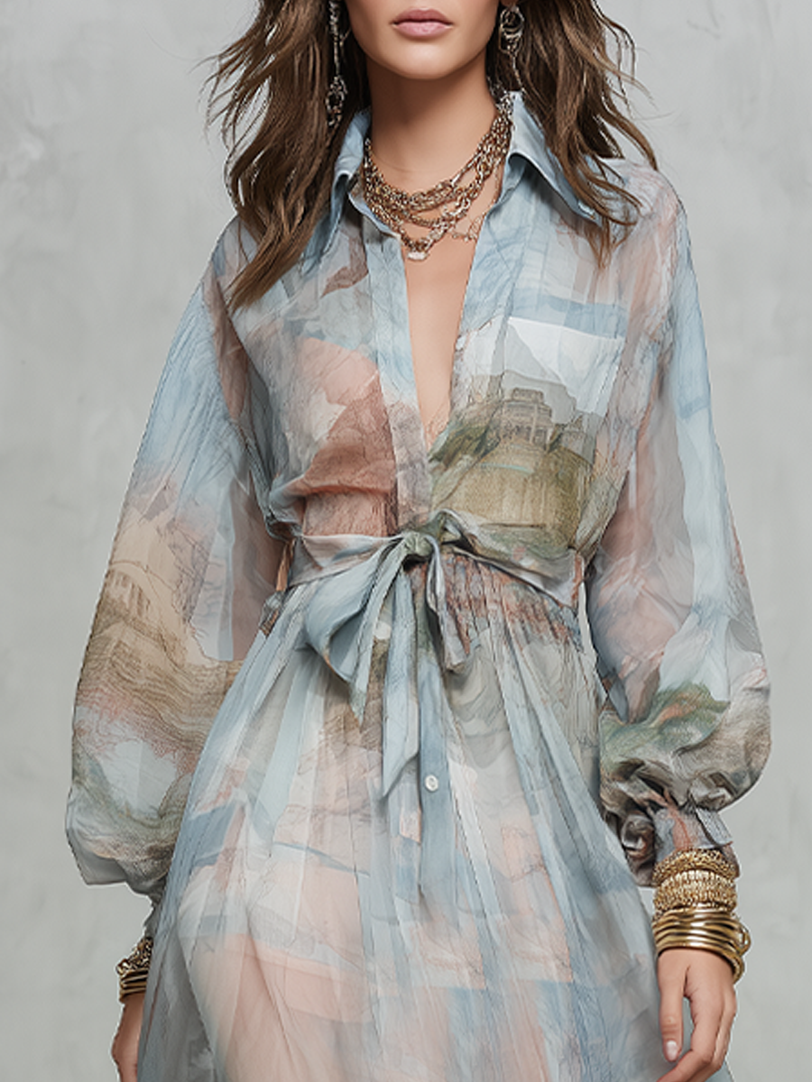 Baroque Blue Floral Maxi Dress