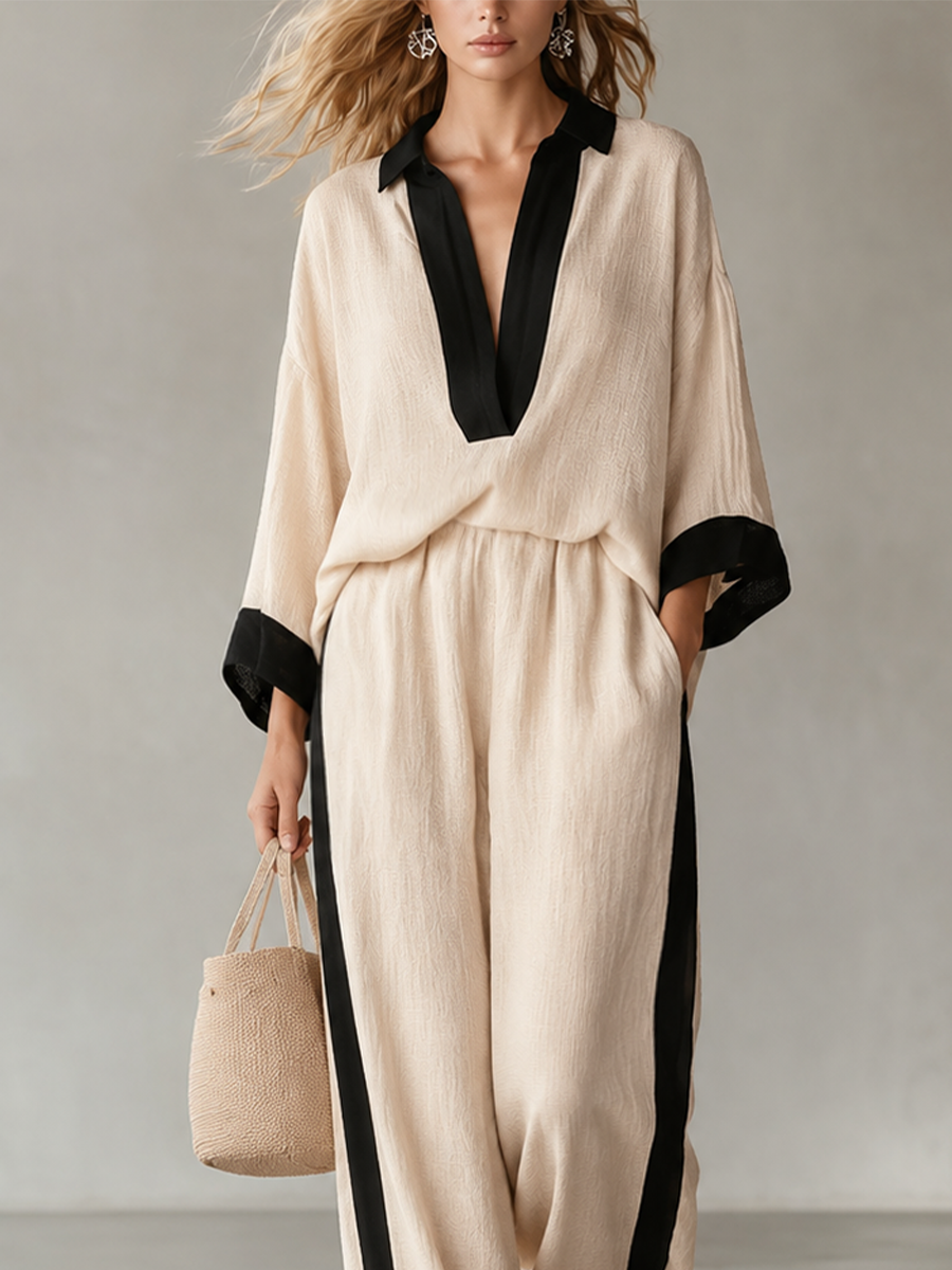 Modern Bohemian Batwing Sleeve Top & Palazzo Pants Set