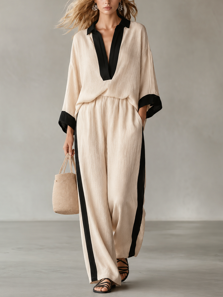 Modern Bohemian Batwing Sleeve Top & Palazzo Pants Set