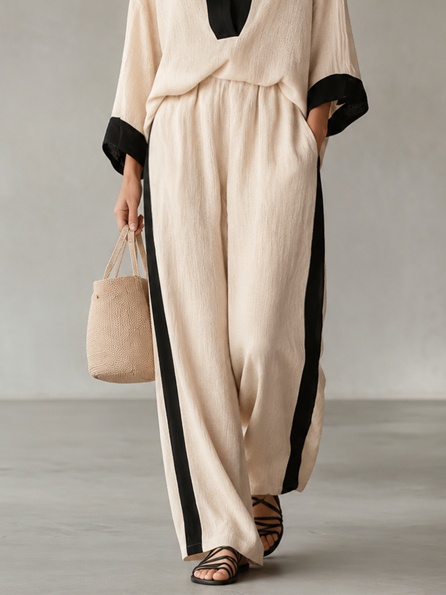 Modern Bohemian Batwing Sleeve Top & Palazzo Pants Set