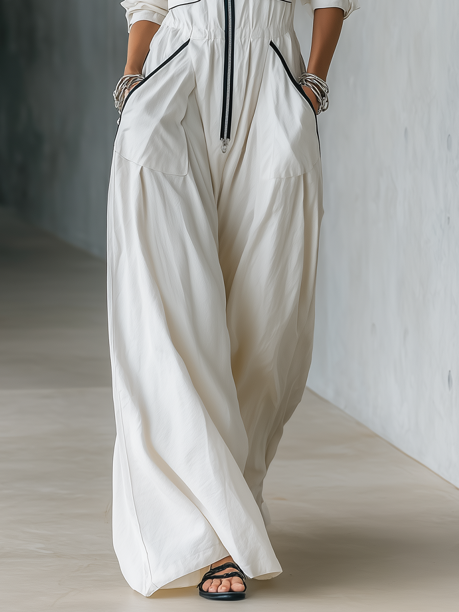 Effortless Chic Ivory Cargo Pocket Jumpsuit