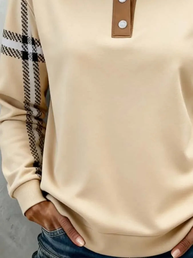 Women'S Casual Color-Blocked Pullover Sweatshirt