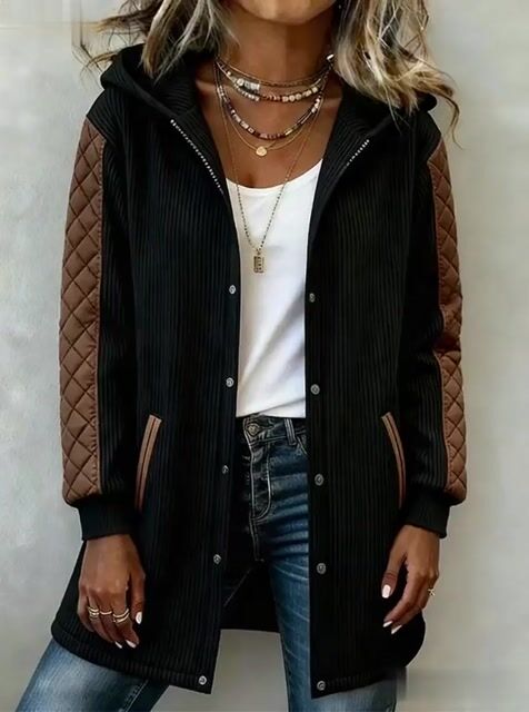 Women'S Casual Color-Blocked Patchwork Jacket
