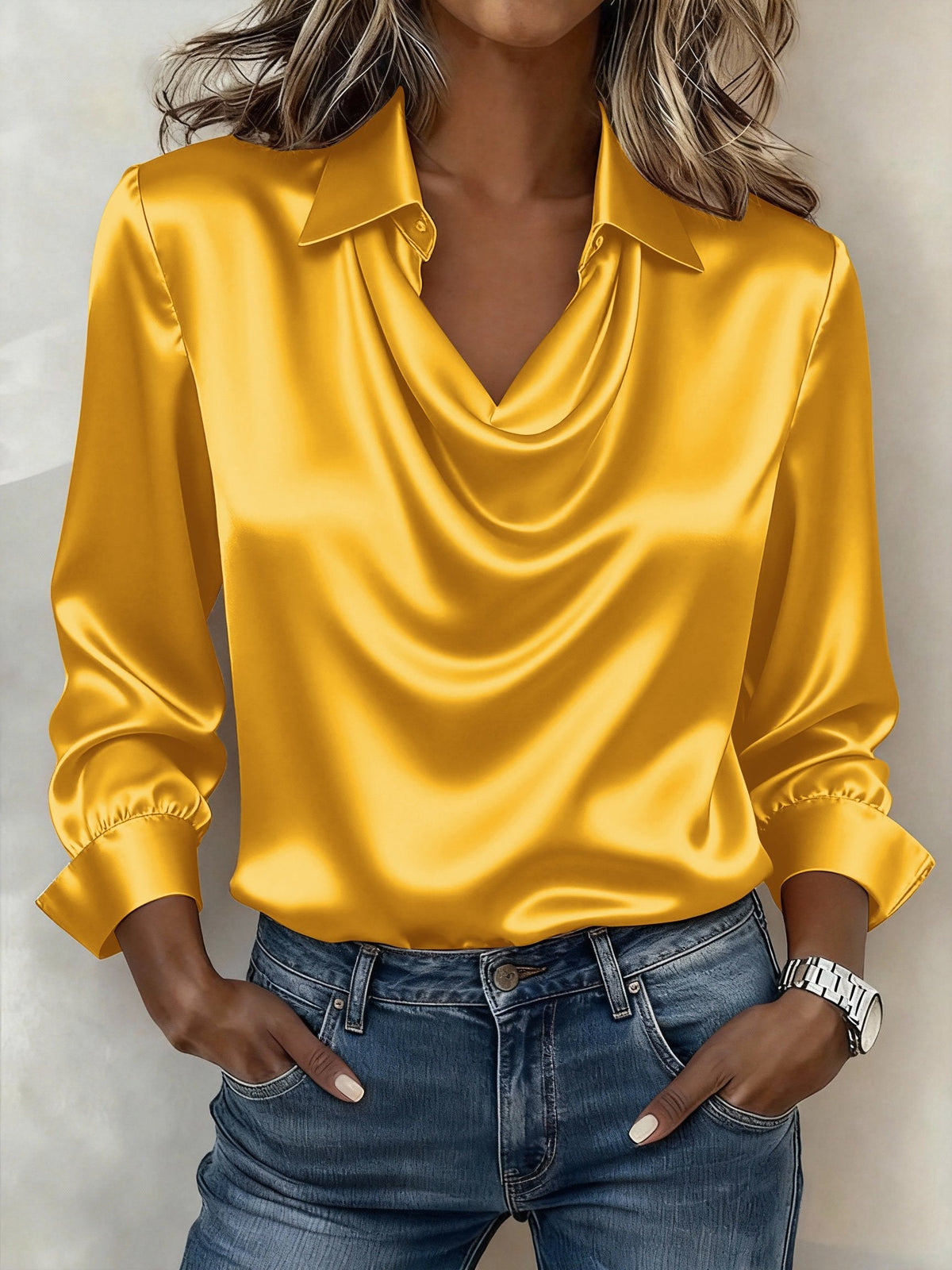 Women's Casual Solid Color V-Neck Shirt