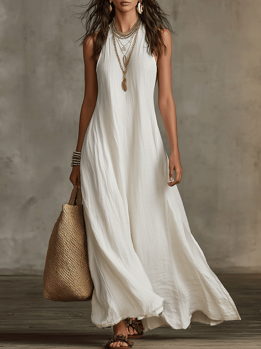 Airy Bohemian Sleeveless Flowy Maxi Dress