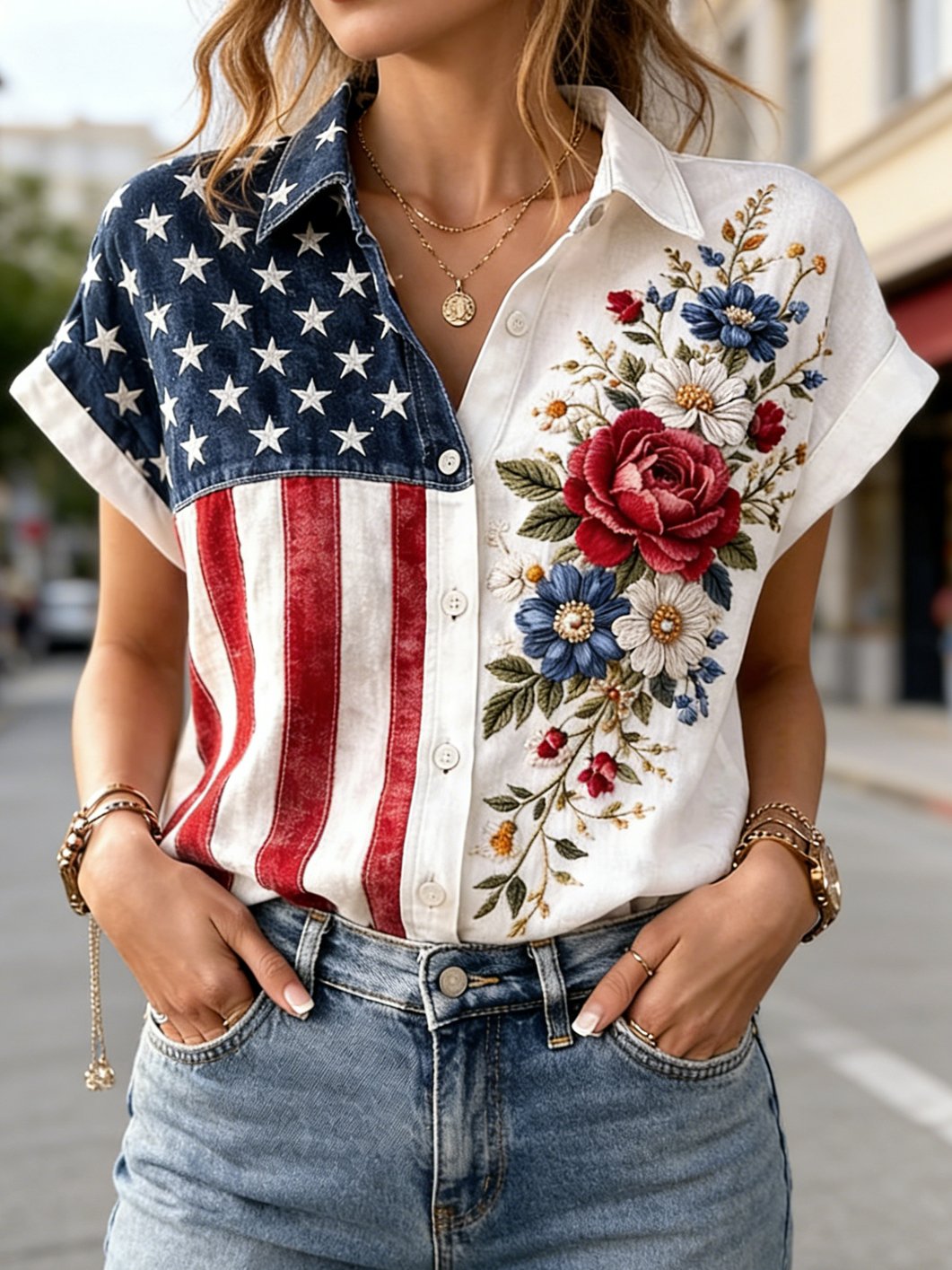 Women's 250th Anniversary Printed Short-Sleeve Shirt