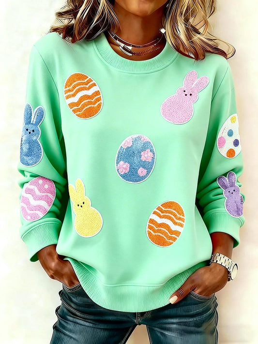 Women's Easter Bunny Print Sweatshirt