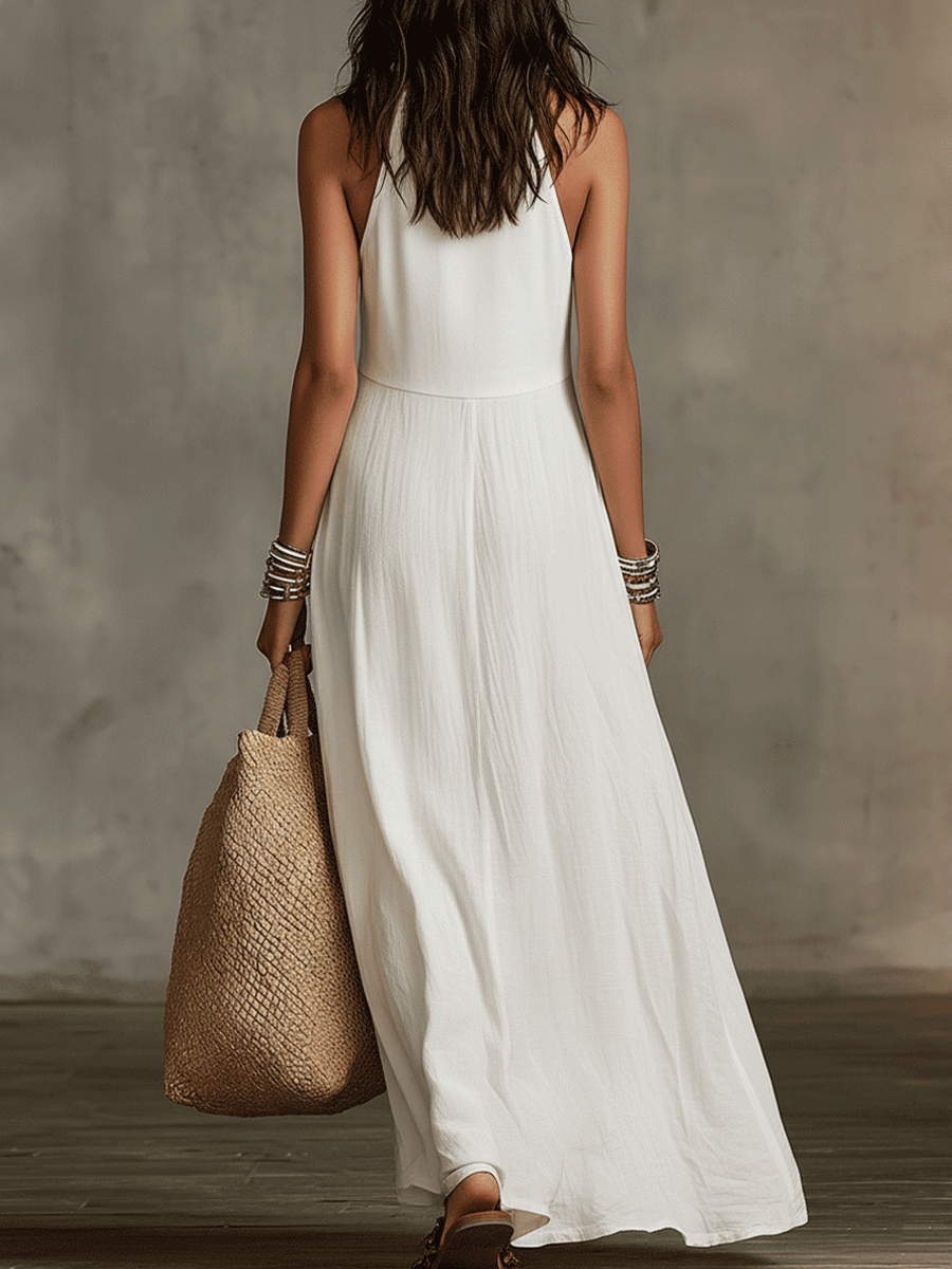 Airy Bohemian Sleeveless Flowy Maxi Dress