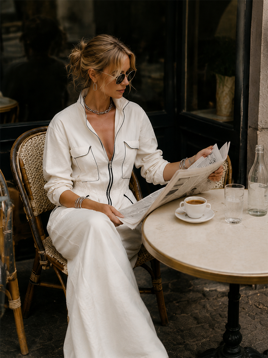 Effortless Chic Ivory Cargo Pocket Jumpsuit