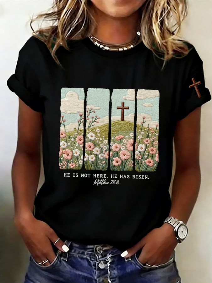 Women's  He Is Not Here, He Has Risen Print T-Shirt