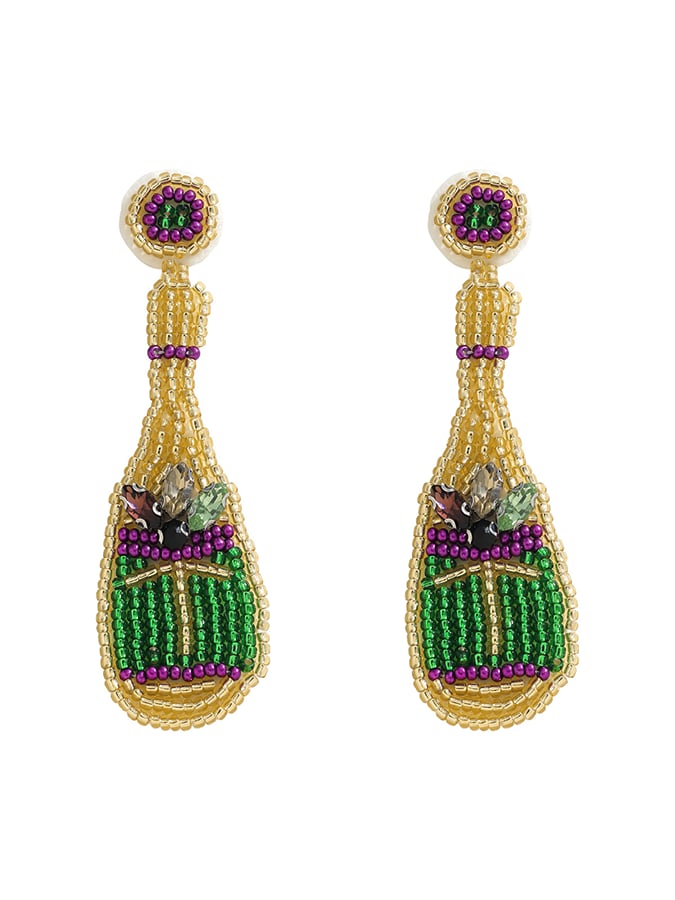 Carnival Wine Bottle-Shaped Seed Bead Handmade Woven Earrings