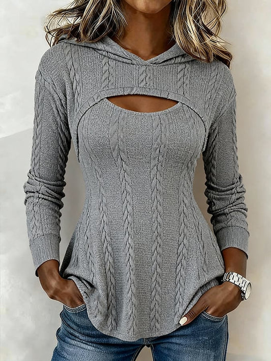 Women's Casual Hollow-Out Long-Sleeved Top
