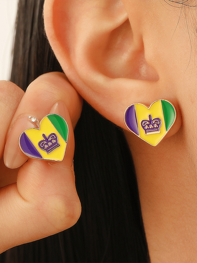 Carnival Three-Color Clown Hat Crown Stud Earrings