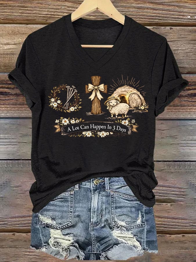 Women's A Lot Can Happen In 3 Days Printed Casual T-Shirt