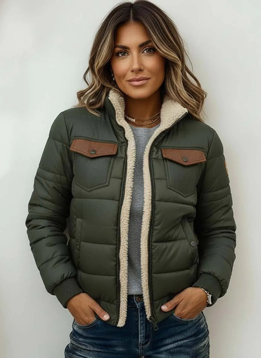 Women's Casual  Paneled  Zippered Cotton-Padded Coat