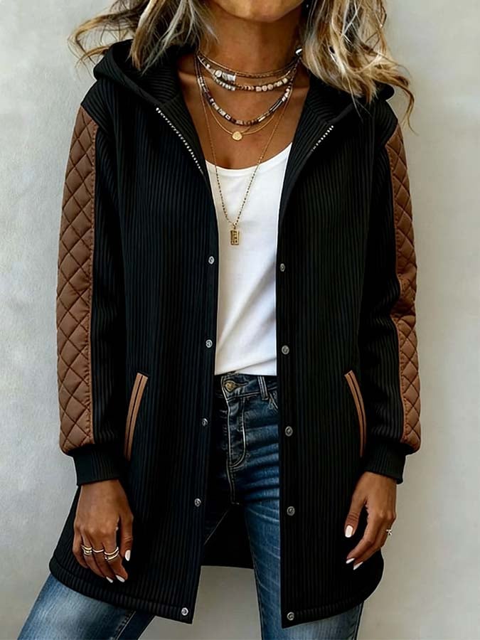 Women'S Casual Color-Blocked Patchwork Jacket