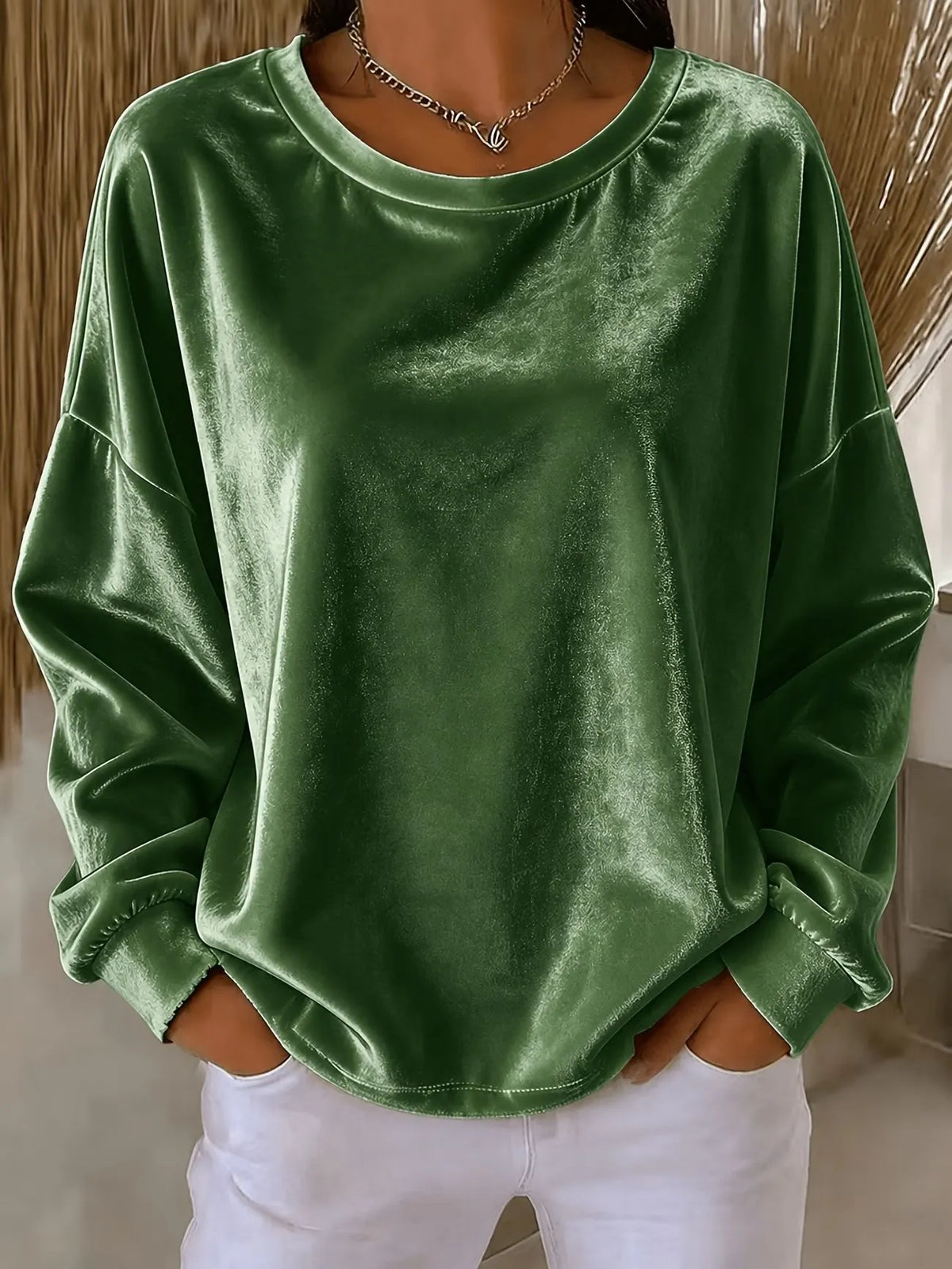 Women's Velvet Crew-Neck Top