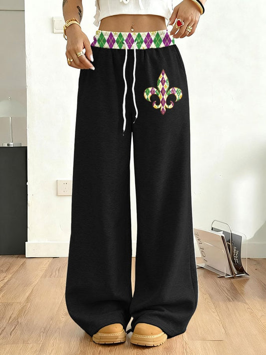 Women's Mardi Gras Printed Casual Fleece Sweatpants