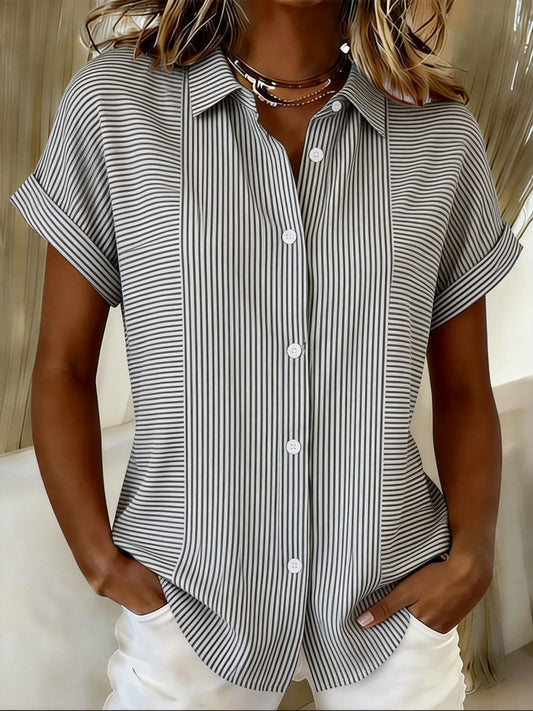 Women'S Casual Color-Blocked Print Shirt