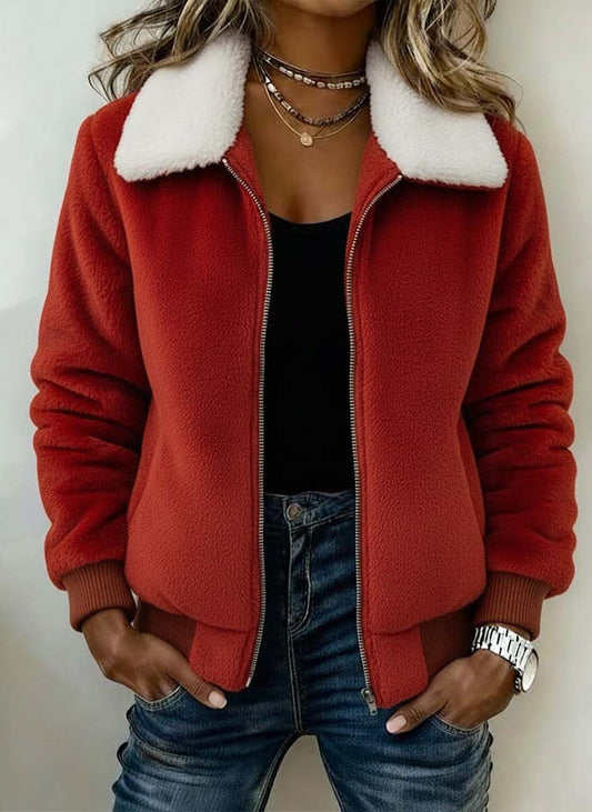 Women'S Christmas Contrasting Plush Patchwork Jacket