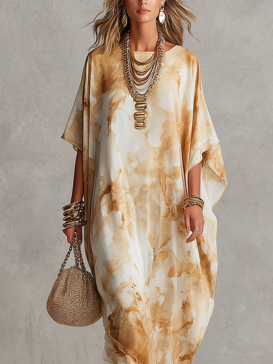 Bohemian Style Marble Patterned Maxi Dress