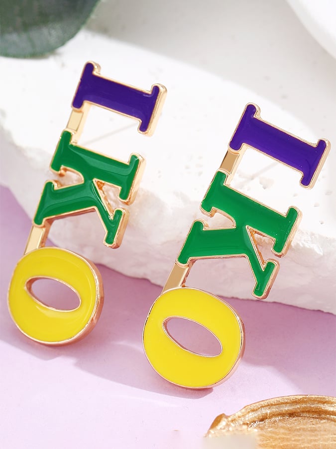 Carnival Three-Color Clown Hat Crown Stud Earrings