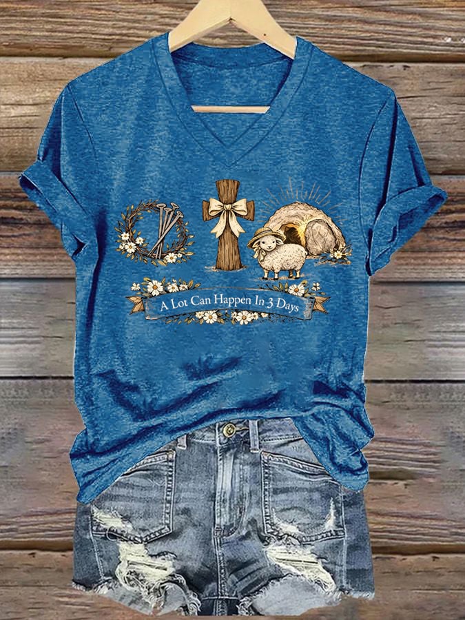 Women's A Lot Can Happen In 3 Days Printed Casual T-Shirt