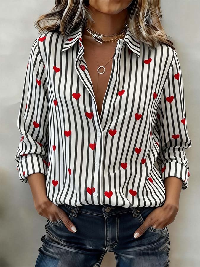 Women'S Casual Lapel Printed Shirt