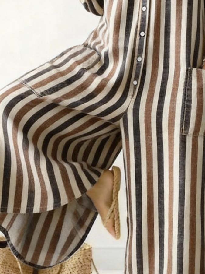 Women'S Casual Striped Color-Block Printed Jumpsuit