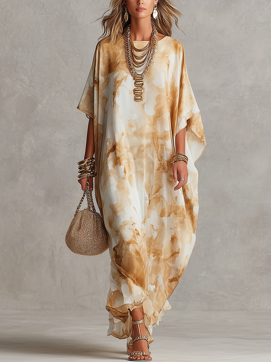 Bohemian Style Marble Patterned Maxi Dress