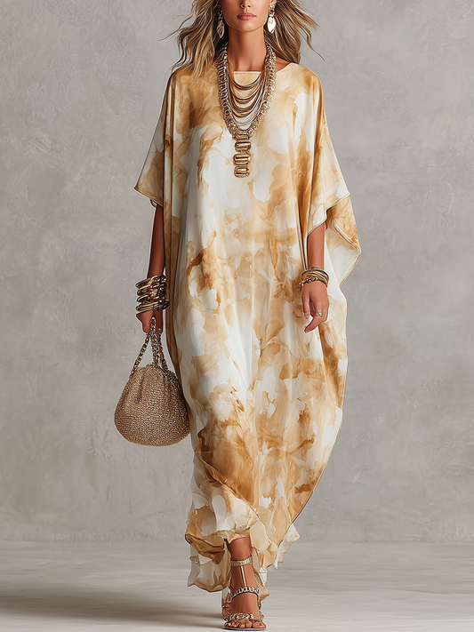 Bohemian Style Marble Patterned Maxi Dress
