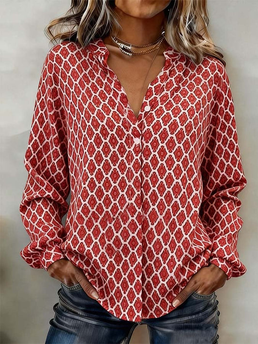 Women'S Casual Lapel Printed Shirt
