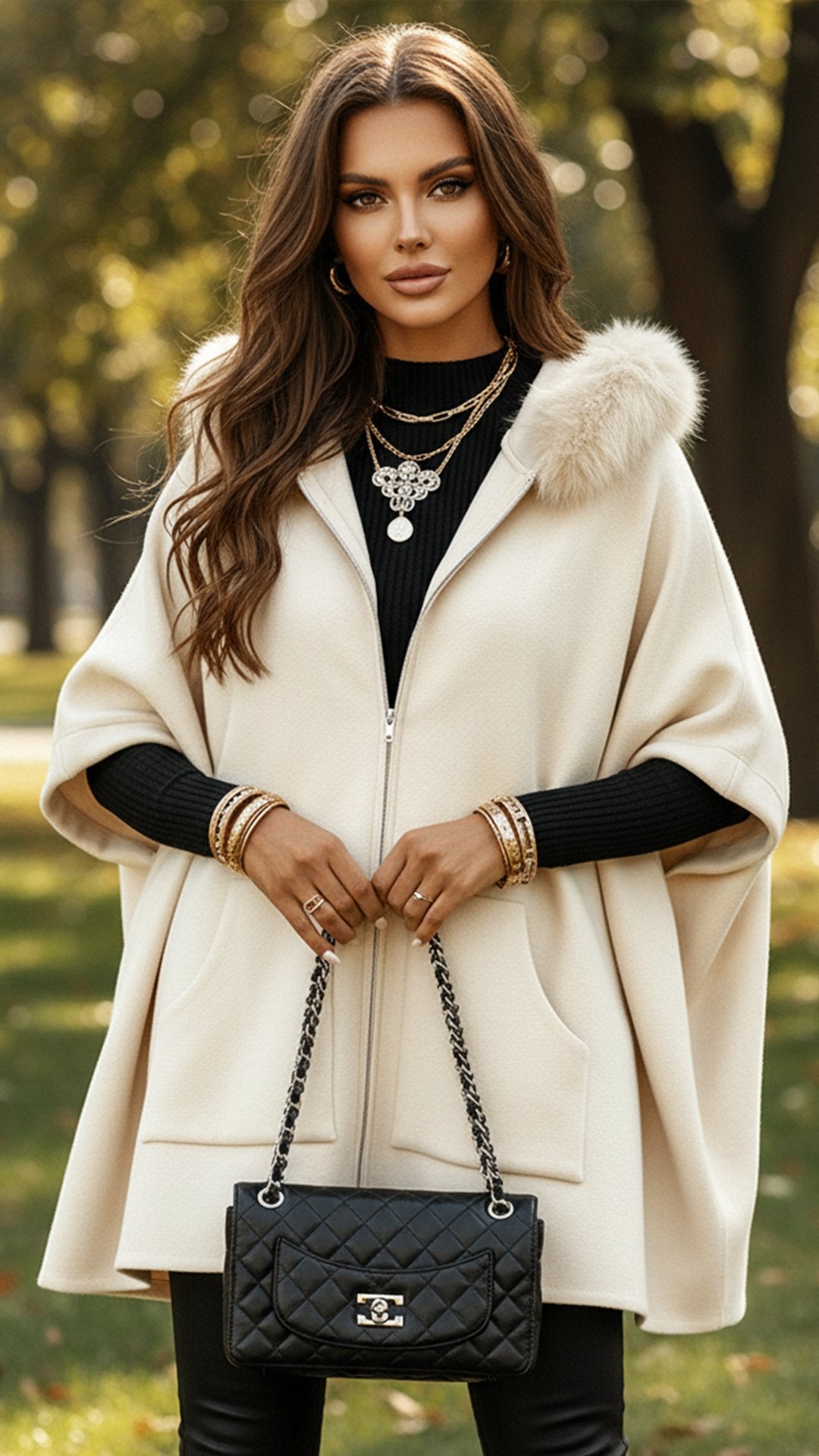 Women'S Casual Loose Hooded Fur Collar Cardigan Jacket