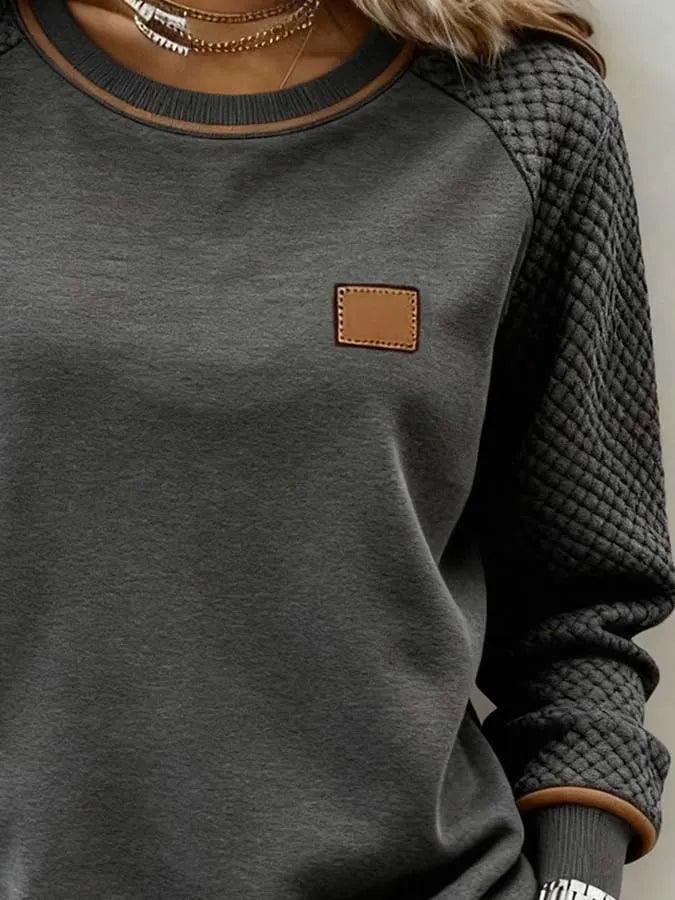 Women'S Casual Color-Blocked Pullover Sweatshirt