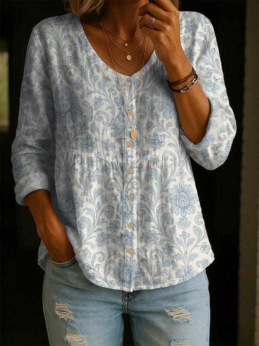 Women's Floral Art Print Casual Shirt