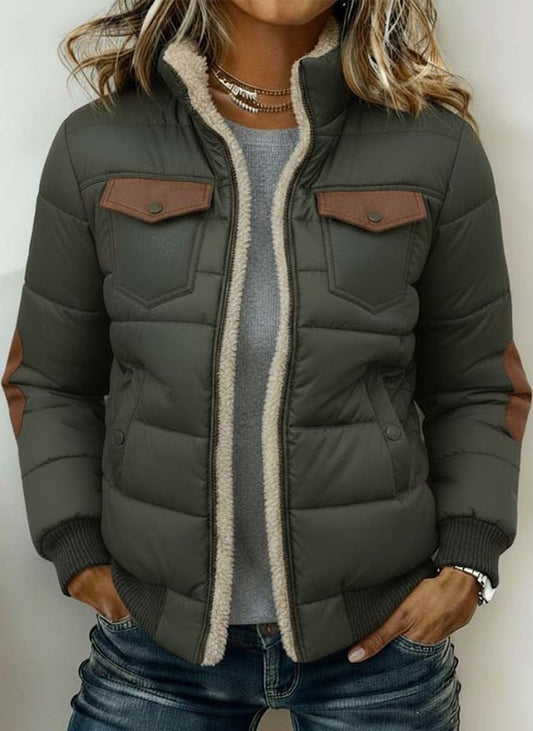 Women's Casual  Paneled  Zippered Cotton-Padded Coat