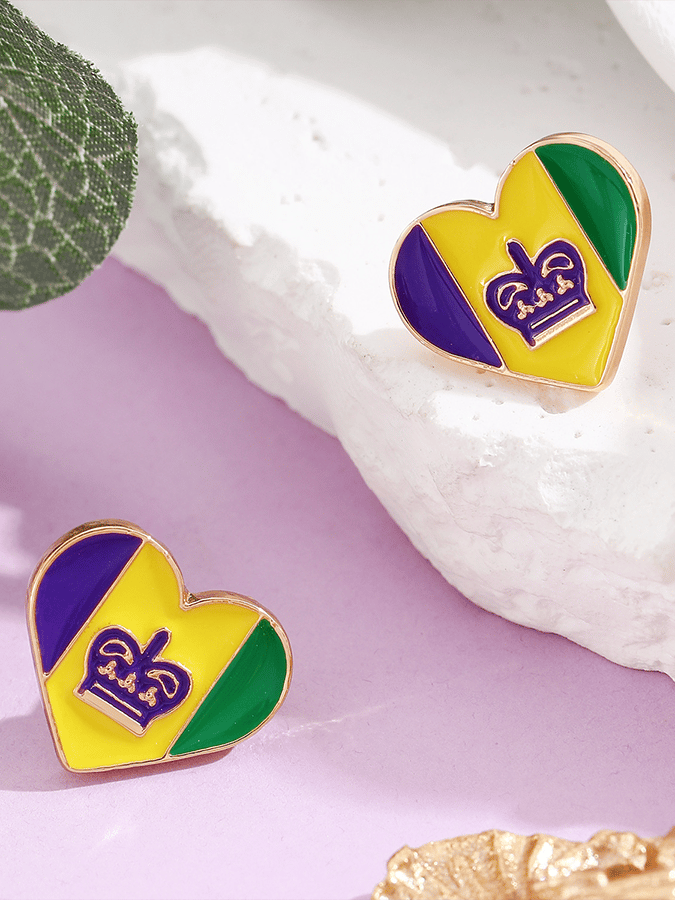 Carnival Three-Color Clown Hat Crown Stud Earrings