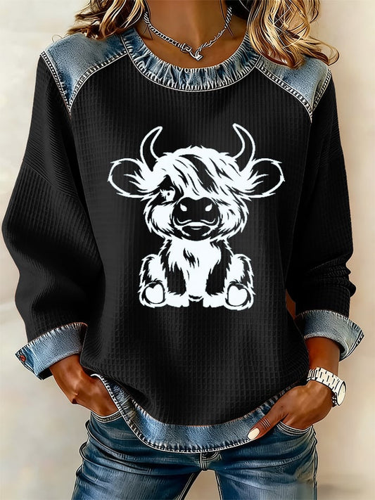 Women's Highland Cow Print Casual Top