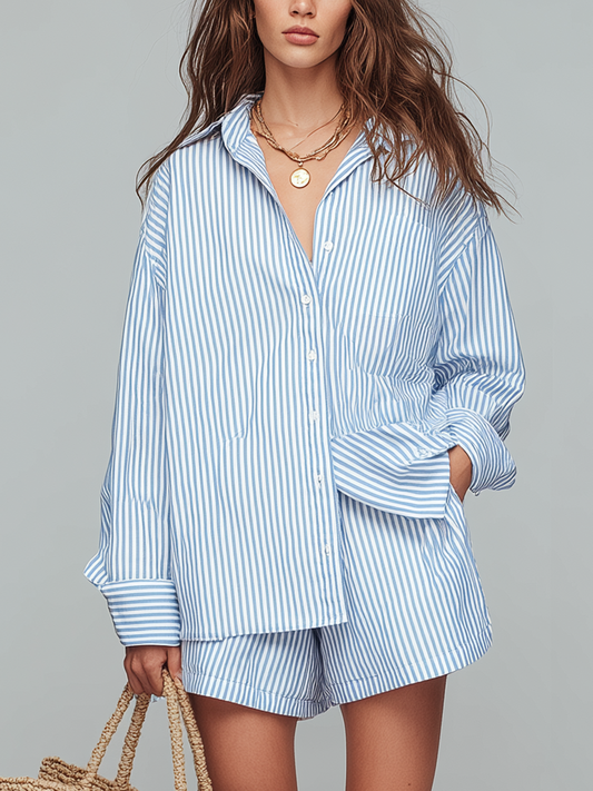 Effortless Striped Shirt & Short Set