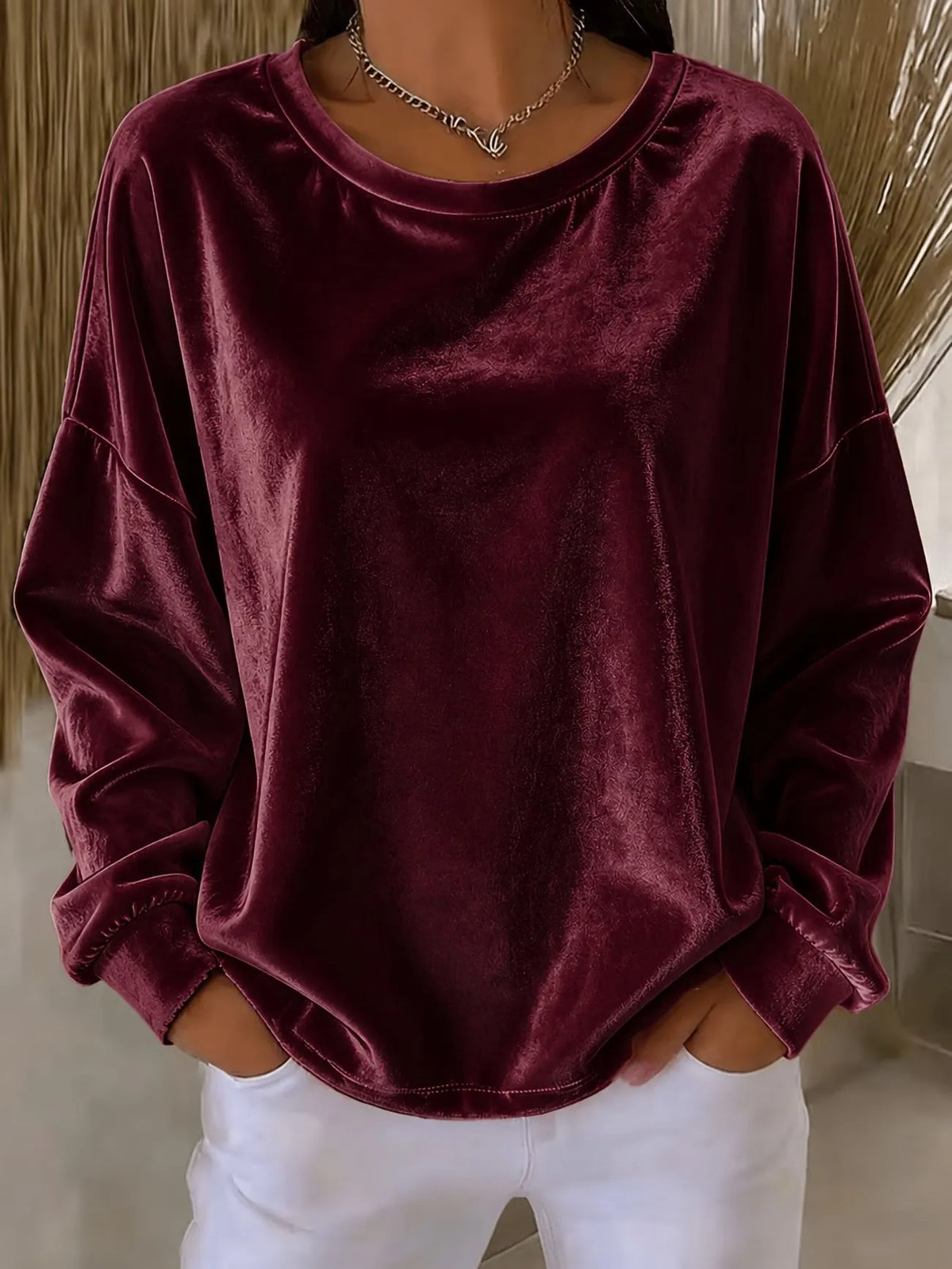 Women's Velvet Crew-Neck Top
