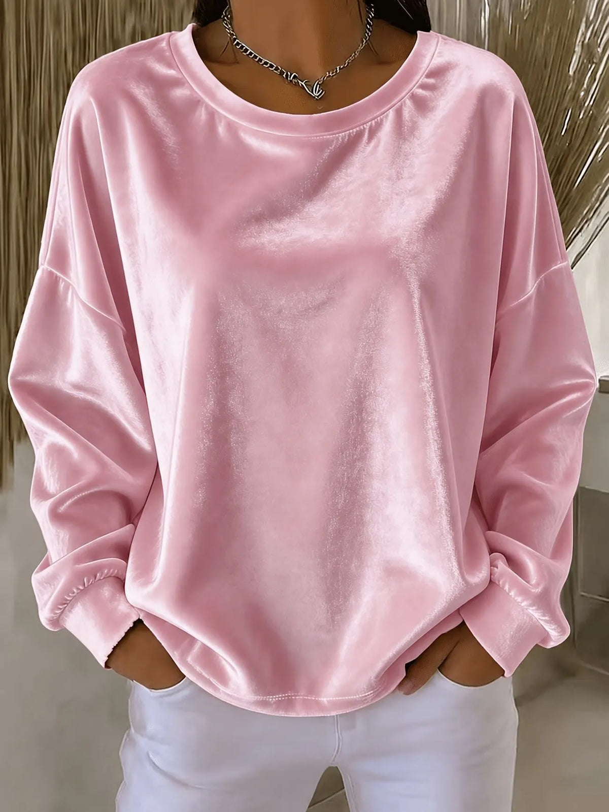 Women's Velvet Crew-Neck Top