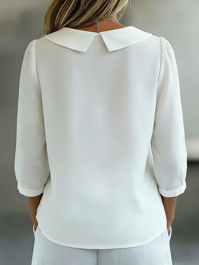 Women's Retro Solid Color Casual Shirt