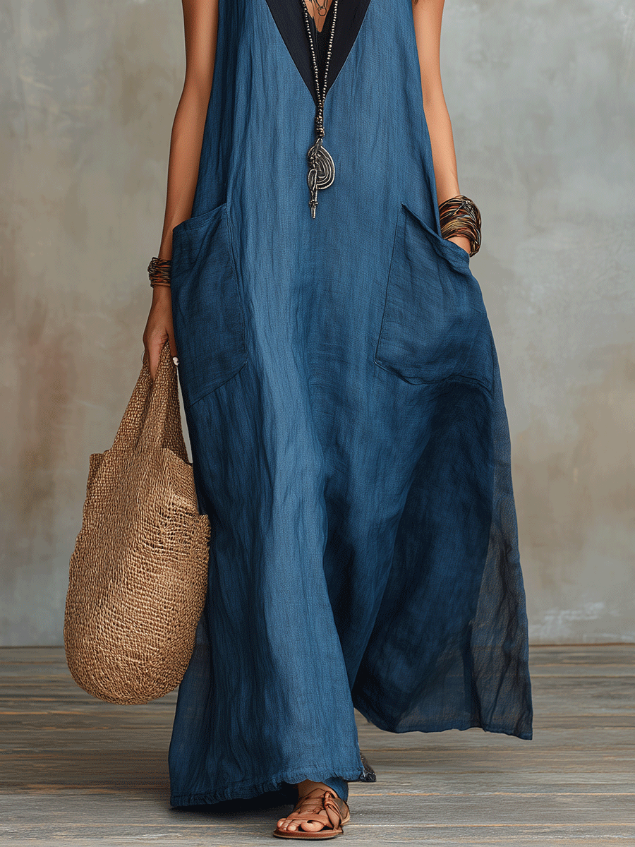 Effortless Boho Layered V-Neck Maxi Dress